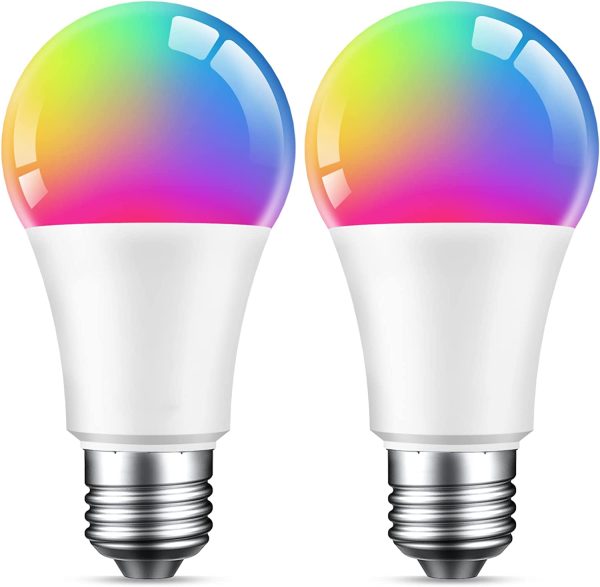 Smart Light Bulbs Work with Alexa & Google Assistant, A19 RGB Alexa Light Bulb, RGB+White, Dimmable LED Light Bulb