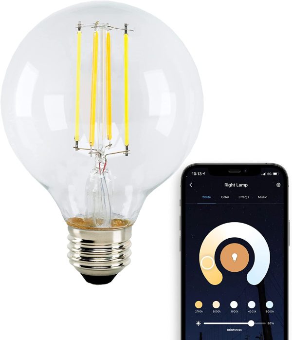 White WiFi Smart LED Light Bulb, Works with Siri, Alexa, Google Assistant, SmartThings, Clear