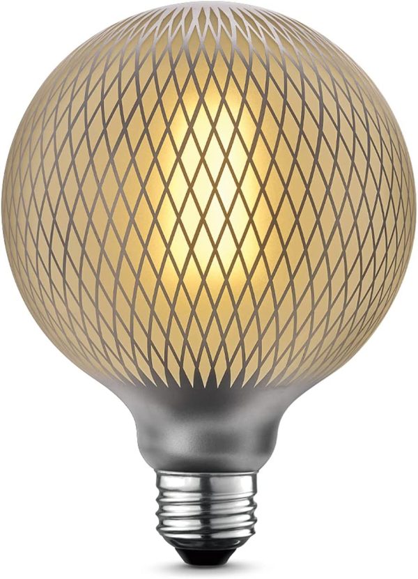 LED Filament Light Bulb, 4 Watts (40 Watt Equivalent), Silver Diamond Design, G40 Shape
